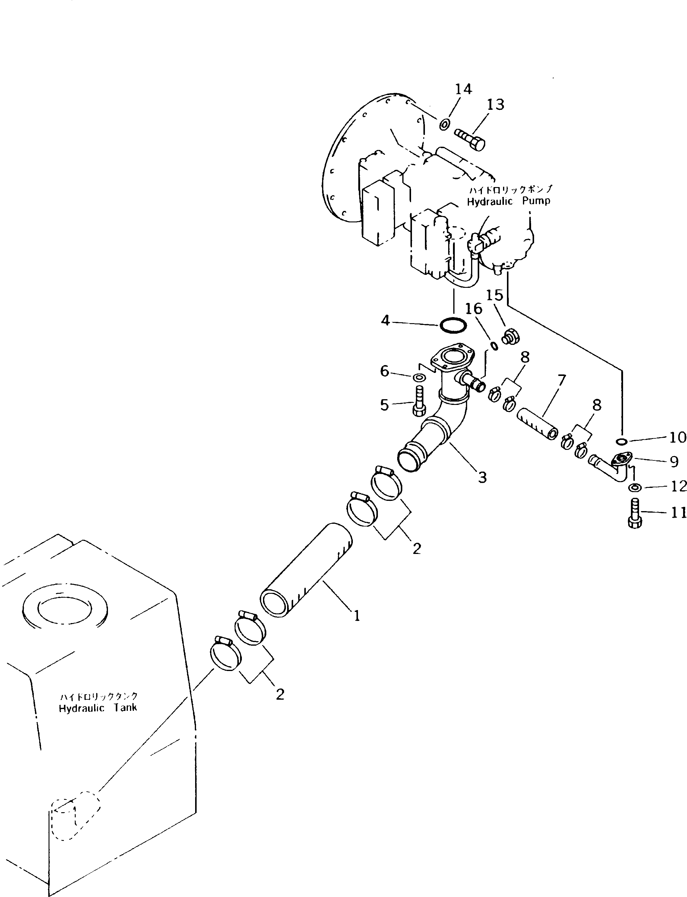 Схема запчастей Komatsu PC240-5K - ИЗ БАКА В НАСОС ТРУБЫ УПРАВЛ-Е РАБОЧИМ ОБОРУДОВАНИЕМ
