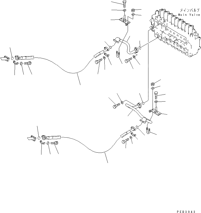 Схема запчастей Komatsu PC240-6K - НАВЕСНОЕ ОБОРУД-Е (2-СЕКЦИОНН. СТРЕЛА)(№K-K999) ГИДРАВЛИКА