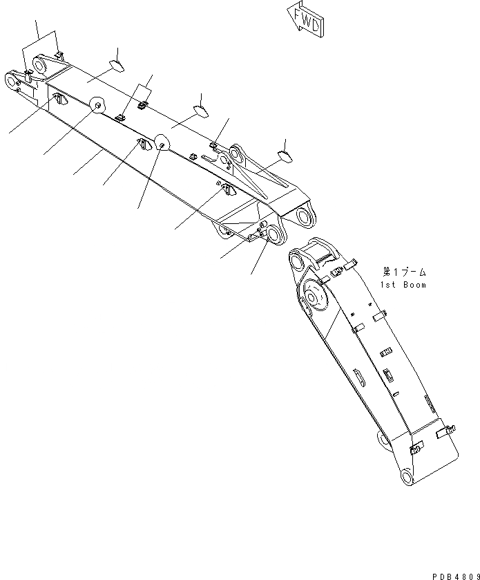Схема запчастей Komatsu PC240-6K - СТРЕЛА (ВТОР. СТРЕЛА) (2-СЕКЦИОНН. СТРЕЛА) РАБОЧЕЕ ОБОРУДОВАНИЕ