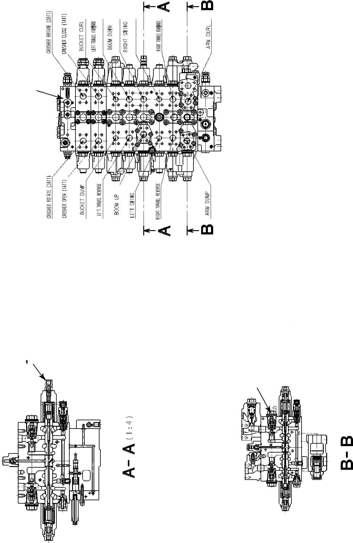 Схема запчастей Komatsu PC240LC - ОСНОВН. КЛАПАН 