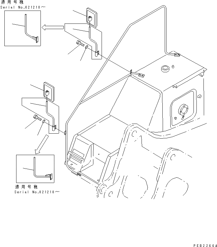 Схема запчастей Komatsu PC240LC-5K - ЗАДН. VIEW MIRROR¤ ПРАВ. (ТРЕБ-Я ПО БЕЗОПАСНОСТИ ЕС)(№K7-) ЧАСТИ КОРПУСА