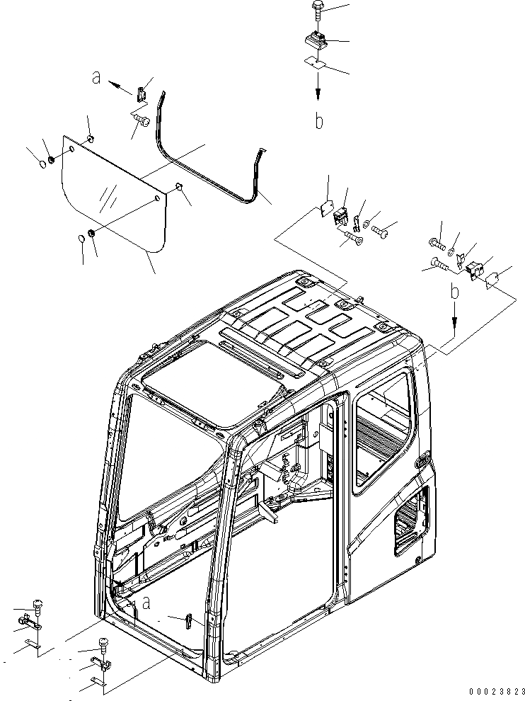 Схема запчастей Komatsu PC240LC-7K - ОСНОВН. КОНСТРУКЦИЯ (КАБИНА) (ПЕРЕДН. НИЖН. ОКНА)(№K-) КАБИНА ОПЕРАТОРА И СИСТЕМА УПРАВЛЕНИЯ