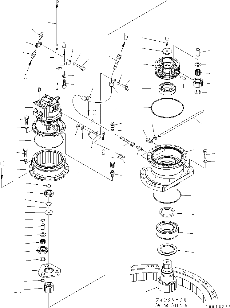 Схема запчастей Komatsu PC240LC-7K - МЕХАНИЗМ ПОВОРОТА(№K8-.) ПОВОРОТН. КРУГ И КОМПОНЕНТЫ
