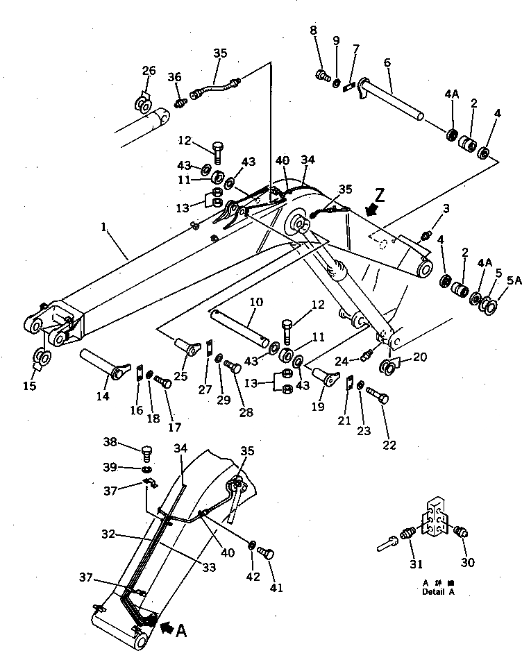 Схема запчастей Komatsu PC240LC-3K - СТРЕЛА РАБОЧЕЕ ОБОРУДОВАНИЕ