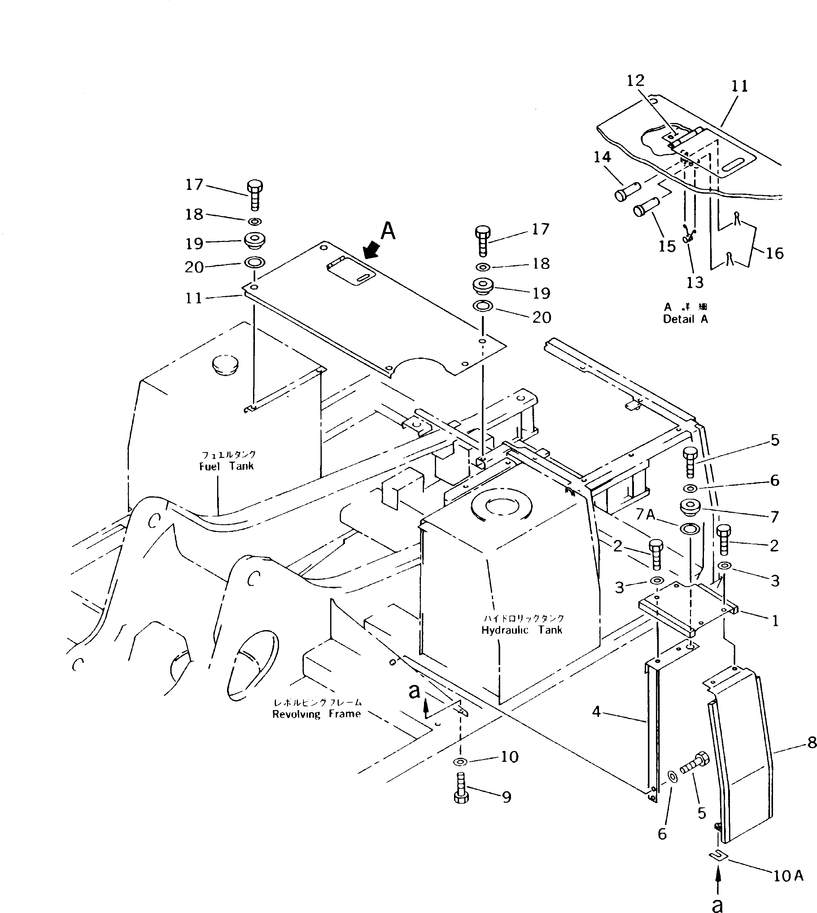 Схема запчастей Komatsu PC240NLC-5K - КРЫШКАAND РАМА(№K-K) ЧАСТИ КОРПУСА