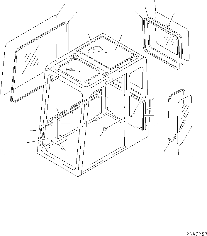 Схема запчастей Komatsu PC240NLC-5K - КАБИНА (БОКОВОЕ И ЗАДНЕЕ СТЕКЛА) (ДЛЯ PDI) (/) ЧАСТИ КОРПУСА