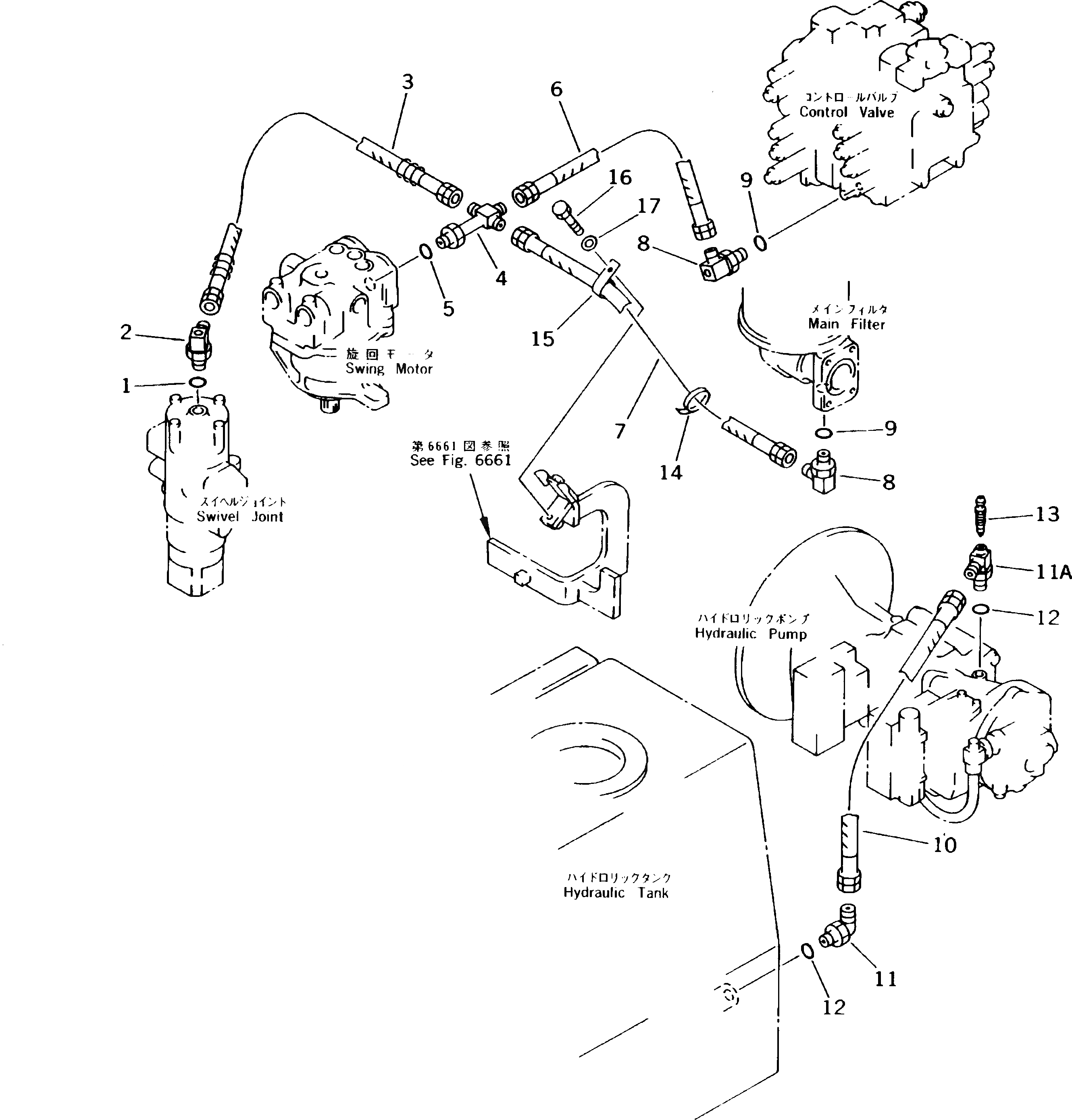 Схема запчастей Komatsu PC240NLC-5K - ДРЕНАЖН. ТРУБЫ(№K-K) УПРАВЛ-Е РАБОЧИМ ОБОРУДОВАНИЕМ