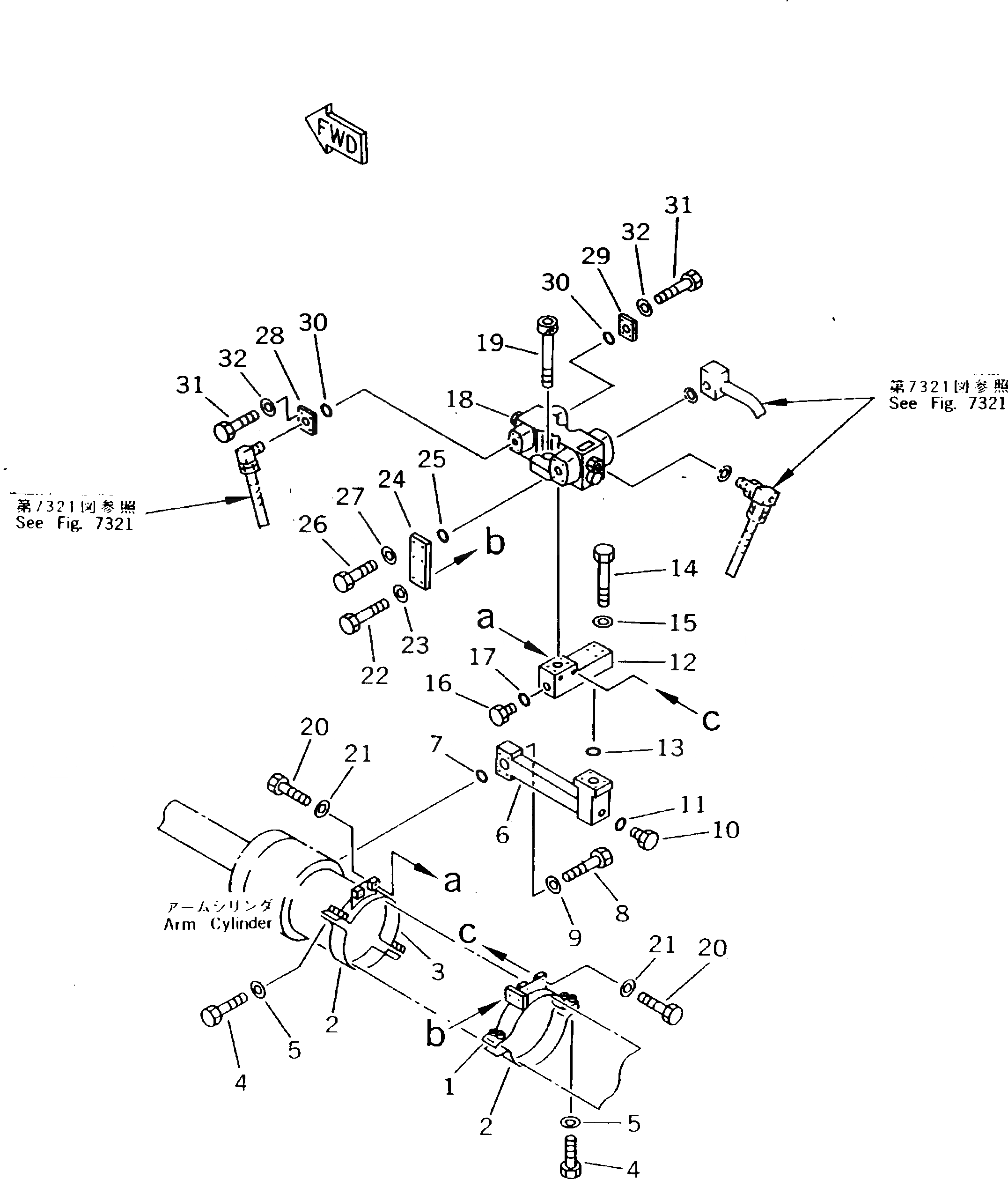 Схема запчастей Komatsu PC240NLC-5K - ЦИЛИНДР РУКОЯТИЛИНИЯ ЗАКРЫВАЮЩЕГО КЛАПАНА (/) РАБОЧЕЕ ОБОРУДОВАНИЕ (ЭКСКАВАТ.)
