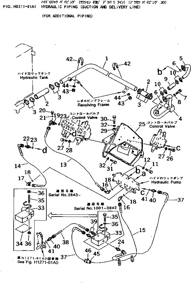 Схема запчастей Komatsu PC25-1 - ГИДРОЛИНИЯ (ВСАСЫВ. И ЛИНИЯ ПОДАЧИ) (С ДОПОЛН. ГИДРОЛИНИЕЙ) ГИДРАВЛИКА
