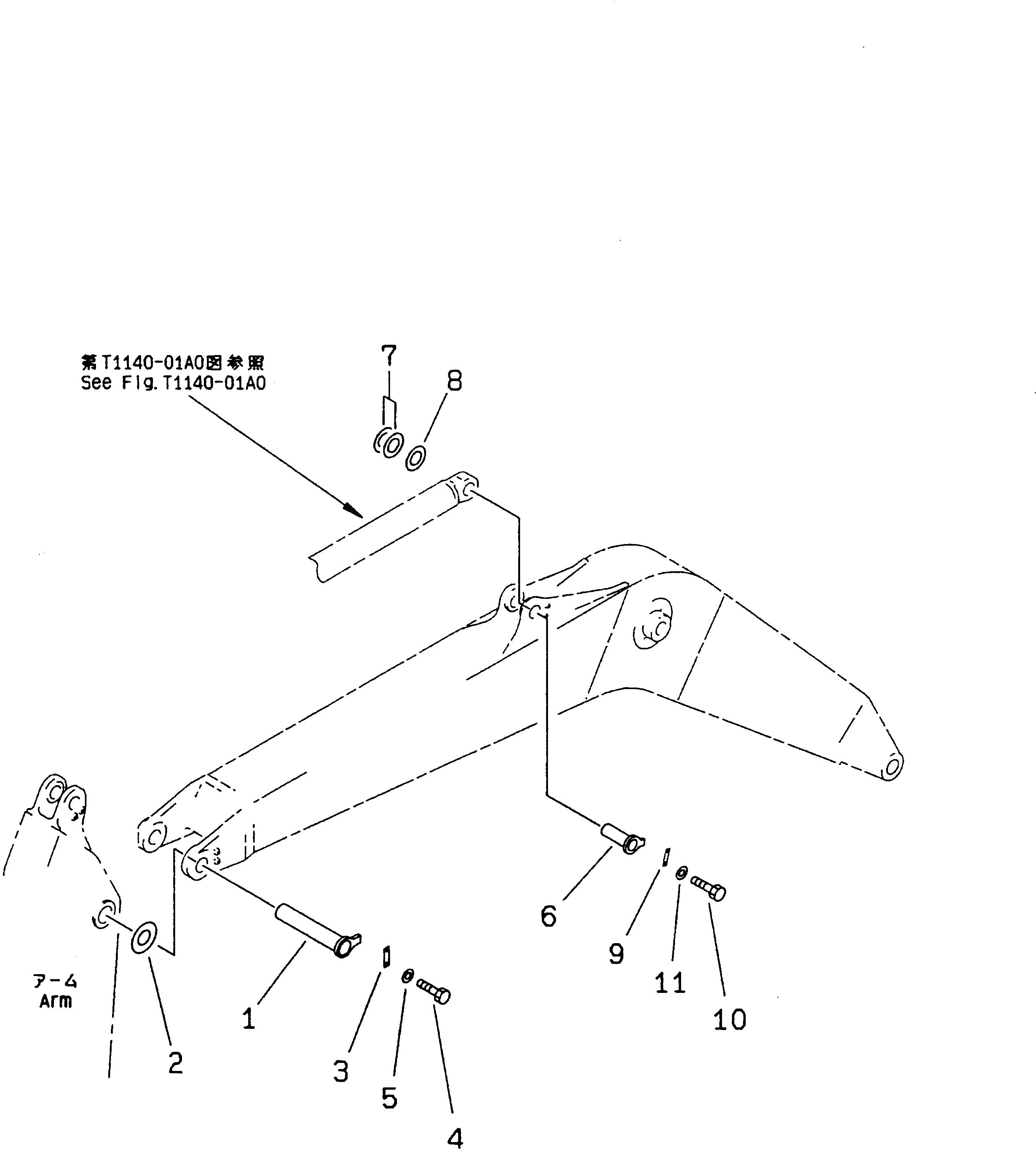 Схема запчастей Komatsu PC250-6 - СТРЕЛА (ВЕРХН. ПАЛЕЦ И НИЖН. ПАЛЕЦ) РАБОЧЕЕ ОБОРУДОВАНИЕ