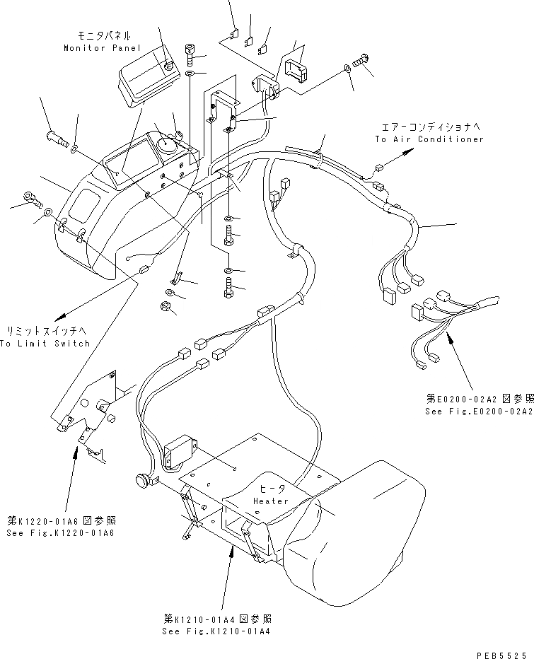 Схема запчастей Komatsu PC250HD-6Z - ОСНОВН. КОНСТРУКЦИЯ (ПРАВ. СТОЙКА) (ПАНЕЛЬ И ПРОВОДКА) (С ОБОГРЕВ-ЛЕМ) КАБИНА ОПЕРАТОРА И СИСТЕМА УПРАВЛЕНИЯ