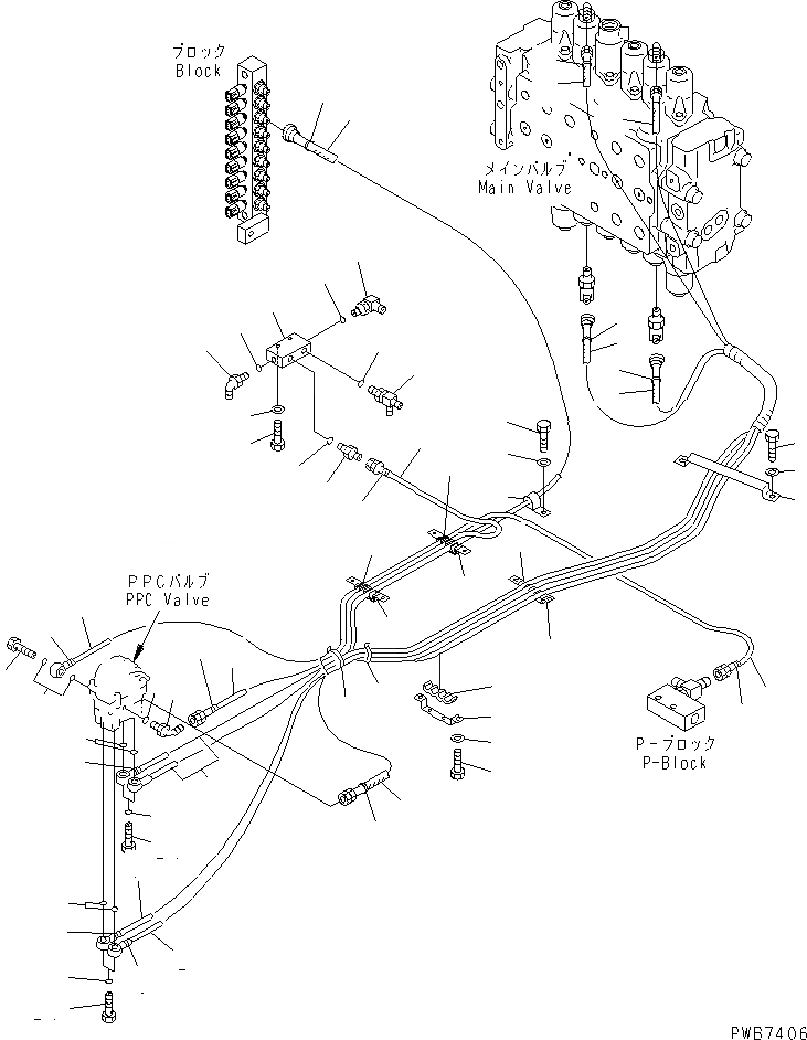 Схема запчастей Komatsu PC250HD-6Z - ОСНОВН. КОНСТРУКЦИЯ (PPC ЛИНИЯ ХОДА) КАБИНА ОПЕРАТОРА И СИСТЕМА УПРАВЛЕНИЯ