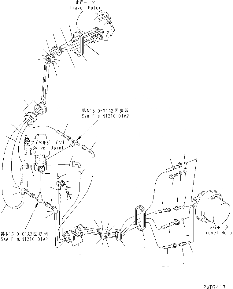 Схема запчастей Komatsu PC250HD-6Z - ГИДРОЛИНИЯ ХОДА(С РЕГУЛЯТОРОМ) НИЖНЯЯ ГИДРОЛИНИЯ И ЛИНИЯ ХОДА