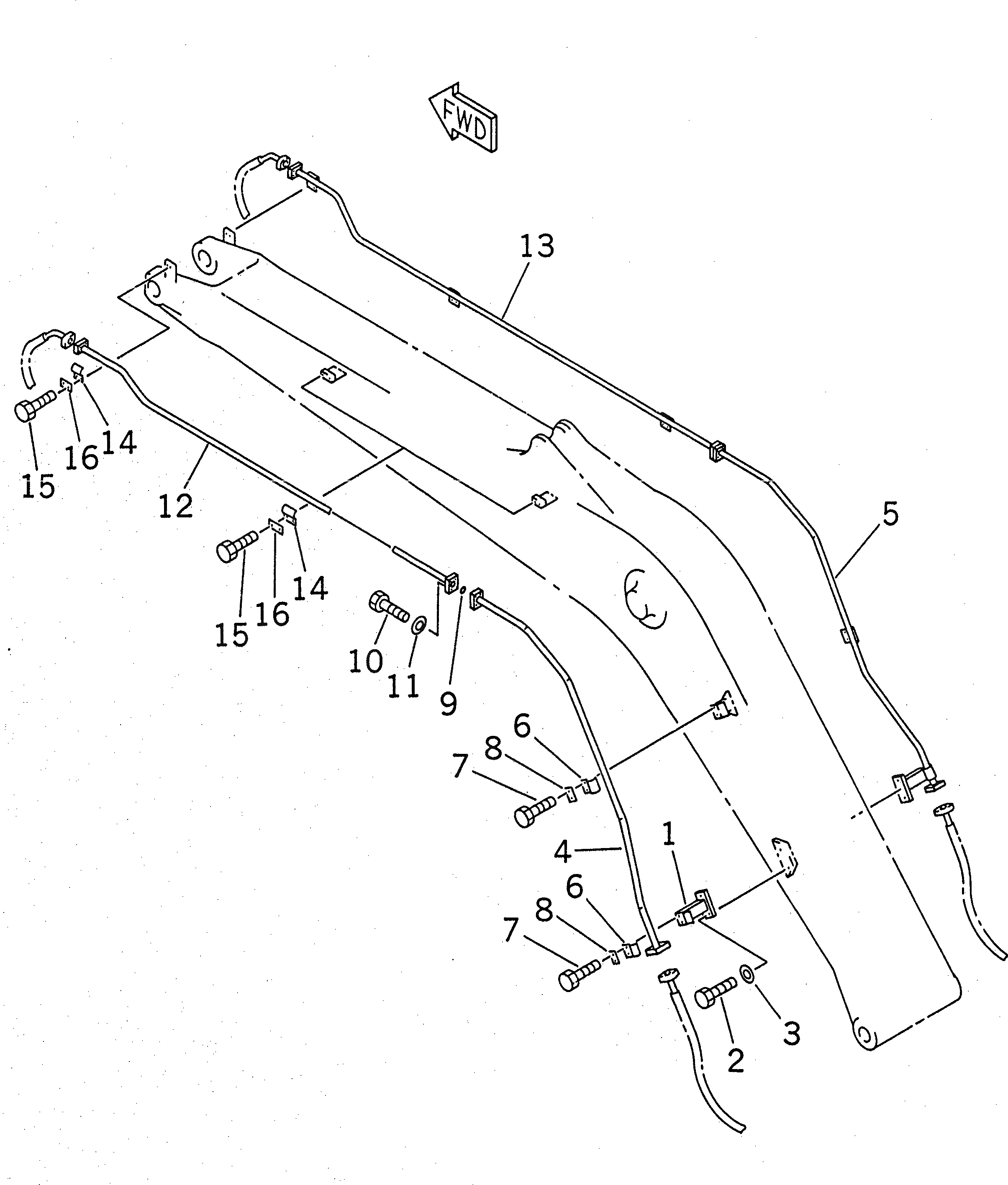 Схема запчастей Komatsu PC250LC-6 - СТРЕЛА (УСИЛ.) (ДОПОЛН. ЛИНИЯ) (С ДОПОЛН. ГИДРОЛИНИЕЙ) РАБОЧЕЕ ОБОРУДОВАНИЕ