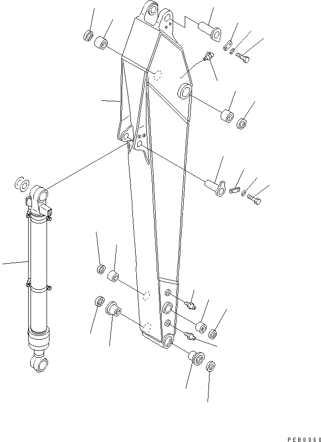 Схема запчастей Komatsu PC250LC-6 - РУКОЯТЬ (.M) РАБОЧЕЕ ОБОРУДОВАНИЕ
