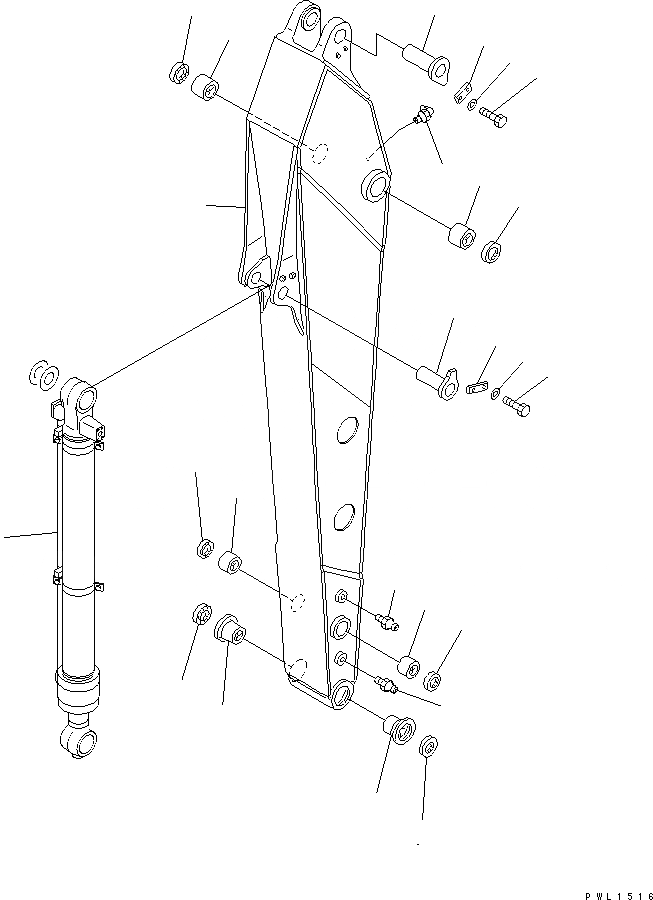 Схема запчастей Komatsu PC250LC-6 - РУКОЯТЬ (.M) (УСИЛ.) РАБОЧЕЕ ОБОРУДОВАНИЕ