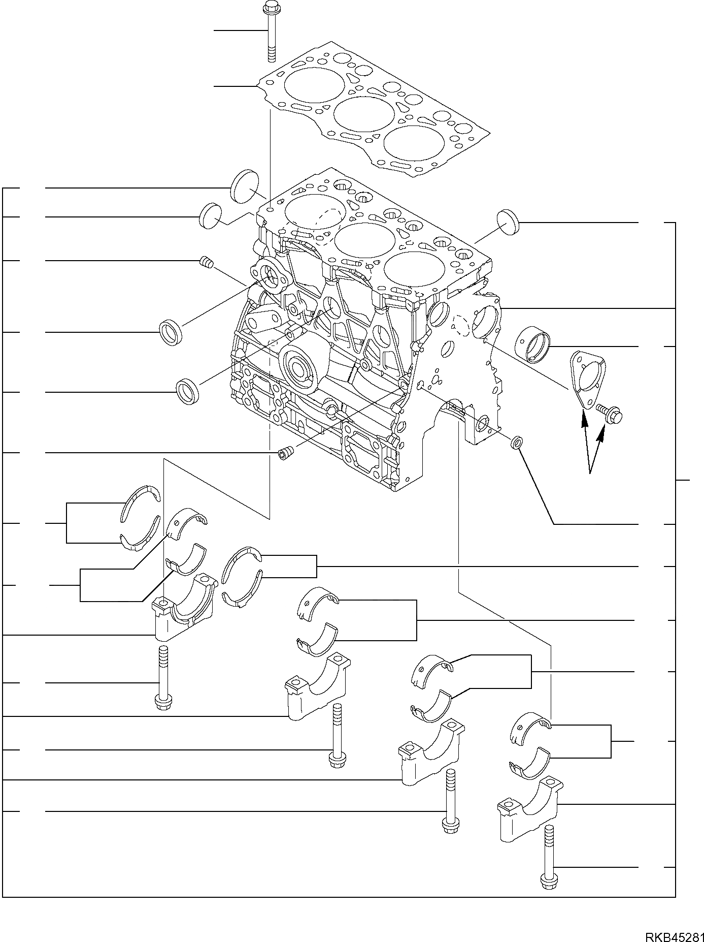 Схема запчастей Komatsu PC26MR-3 - БЛОК ЦИЛИНДРОВ ДВИГАТЕЛЬ