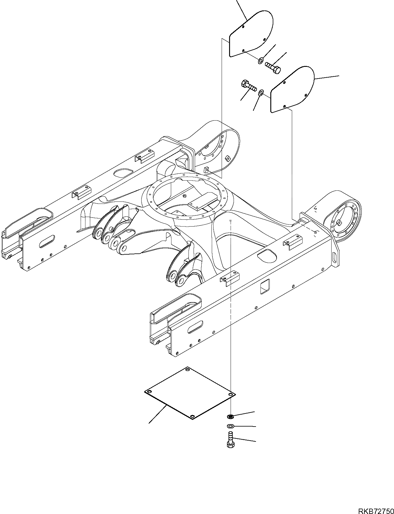 Схема запчастей Komatsu PC26MR-3 - КРЫШКИ, ГУСЕНИЧНАЯ РАМА CASTED ВЕРСИЯ НИЖН.CARRIAGE