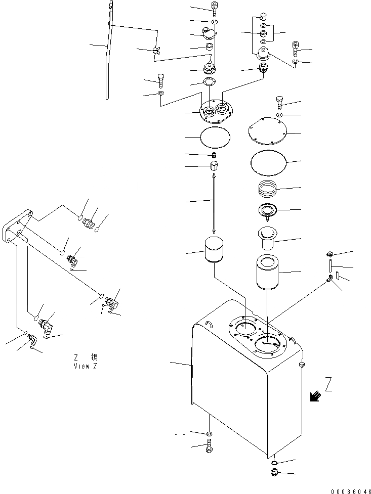 Схема запчастей Komatsu PC270-8 - ГИДРАВЛ МАСЛ. БАК (-АКТУАТОР)(№-) ГИДРАВЛИКА