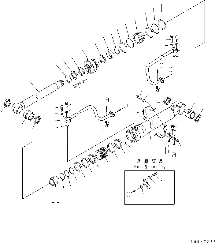Схема запчастей Komatsu PC270-8 - ЦИЛИНДР СТРЕЛЫ(ПРАВ.) ( ЧАС. СИСТЕМА СМАЗКИ)(№-) ОСНОВН. КОМПОНЕНТЫ И РЕМКОМПЛЕКТЫ