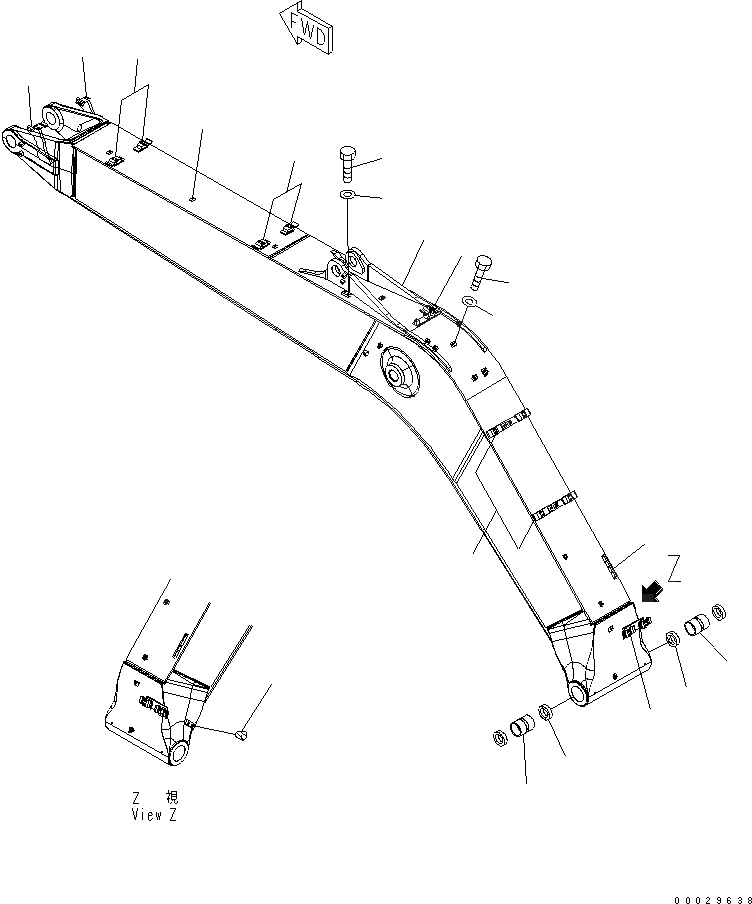Схема запчастей Komatsu PC270-7 - СТРЕЛА (ДЛЯ АВСТРАЛИИ СПЕЦ-Я.)(№-) РАБОЧЕЕ ОБОРУДОВАНИЕ