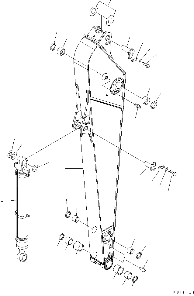 Схема запчастей Komatsu PC270-7 - РУКОЯТЬ (.M) (УСИЛ.) ( ЧАС. СИСТЕМА СМАЗКИ) РАБОЧЕЕ ОБОРУДОВАНИЕ