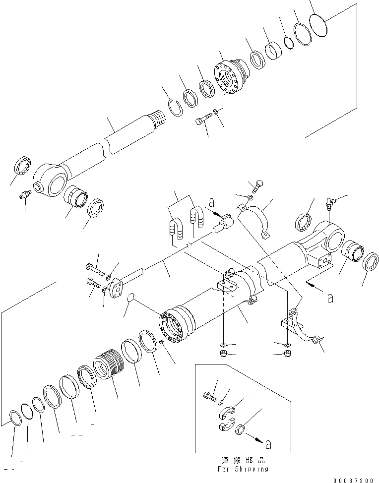 Схема запчастей Komatsu PC270-7 - ЦИЛИНДР КОВША ( ЧАС. СИСТЕМА СМАЗКИ) (B ТИП)(№-) ОСНОВН. КОМПОНЕНТЫ И РЕМКОМПЛЕКТЫ