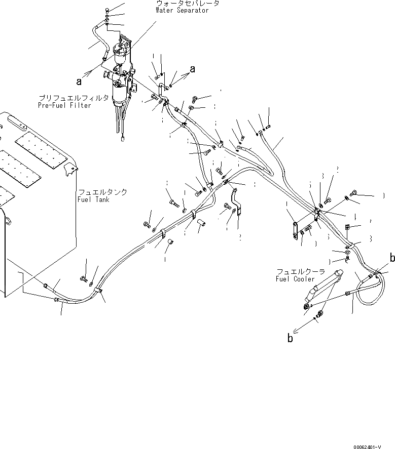 Схема запчастей Komatsu PC270LC-8N1-W1 - ТОПЛИВН. ЛИНИЯ (ТОПЛИВН. ПОДАЮЩ. ТРУБЫ) (С ТОПЛИВН. ПРЕФИЛЬТРОМ И ВОДООТДЕЛИТЕЛЕМ)(№-) ТОПЛИВН. БАК. AND КОМПОНЕНТЫ