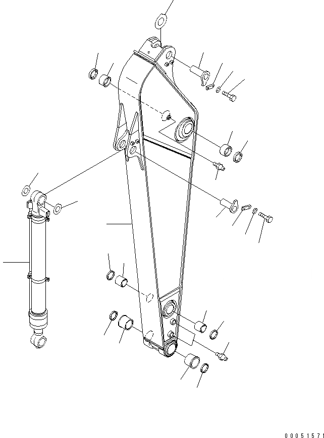 Схема запчастей Komatsu PC270LC-8-W1 - РУКОЯТЬ (.M) ( ЧАС. СИСТ. СМАЗКИ ТИП) РАБОЧЕЕ ОБОРУДОВАНИЕ