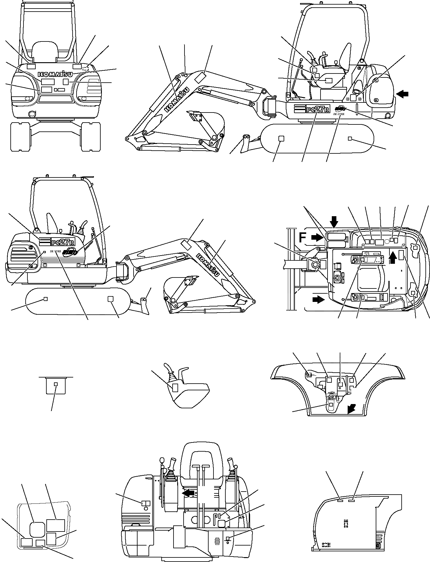 Схема запчастей Komatsu PC27R-8 DELUXE - МАРКИРОВКА (НАВЕС) МАРКИРОВКА