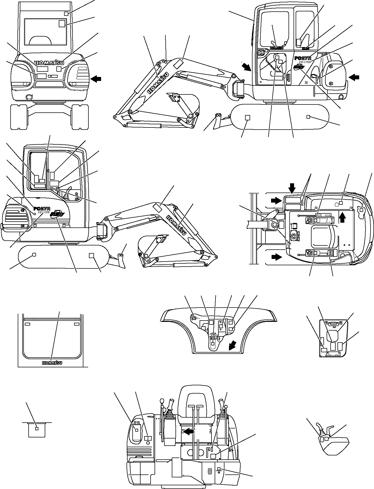 Схема запчастей Komatsu PC27R-8 DELUXE - МАРКИРОВКА (КАБИНА) МАРКИРОВКА