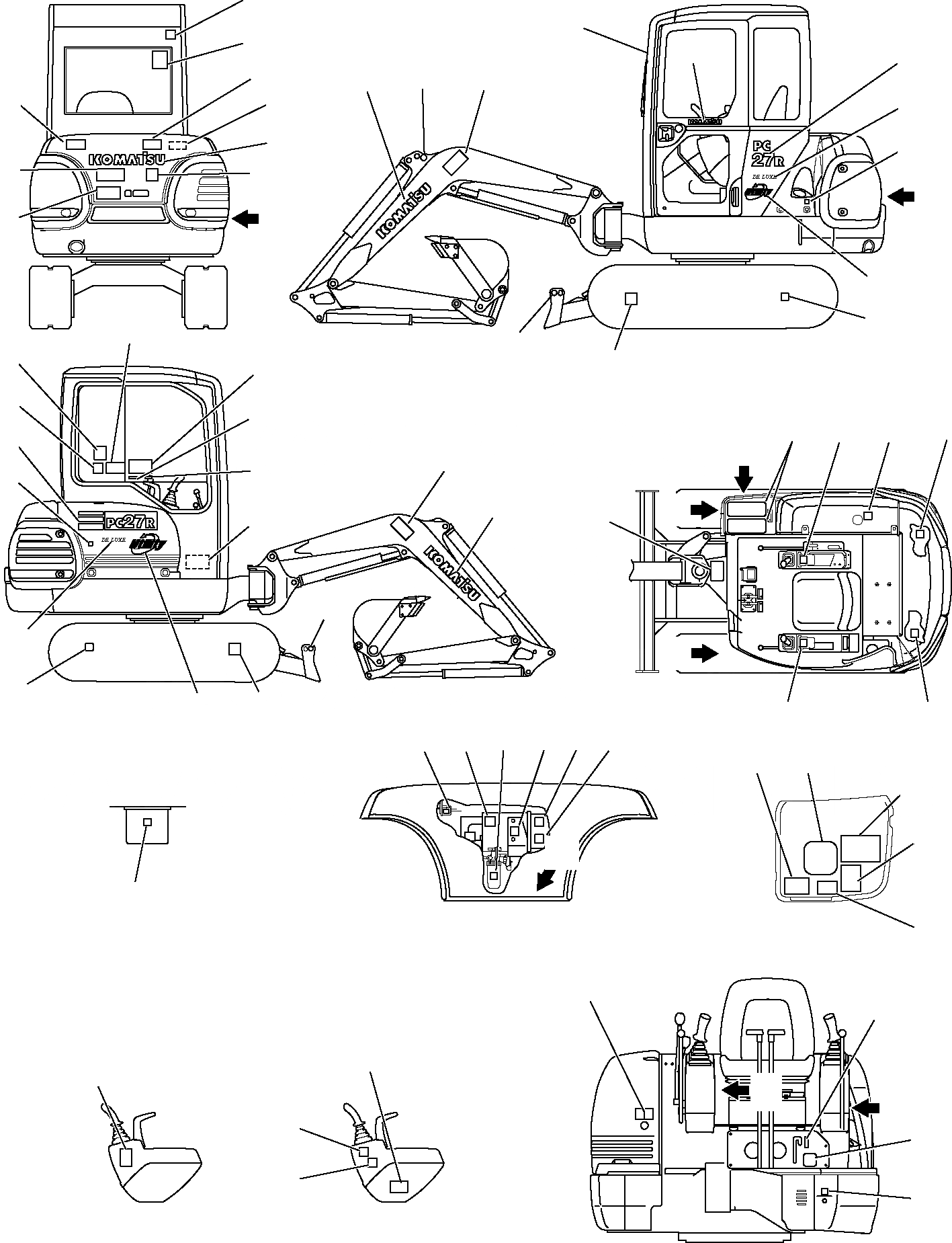 Схема запчастей Komatsu PC27R-8 DELUXE - МАРКИРОВКА (КАБИНА) МАРКИРОВКА