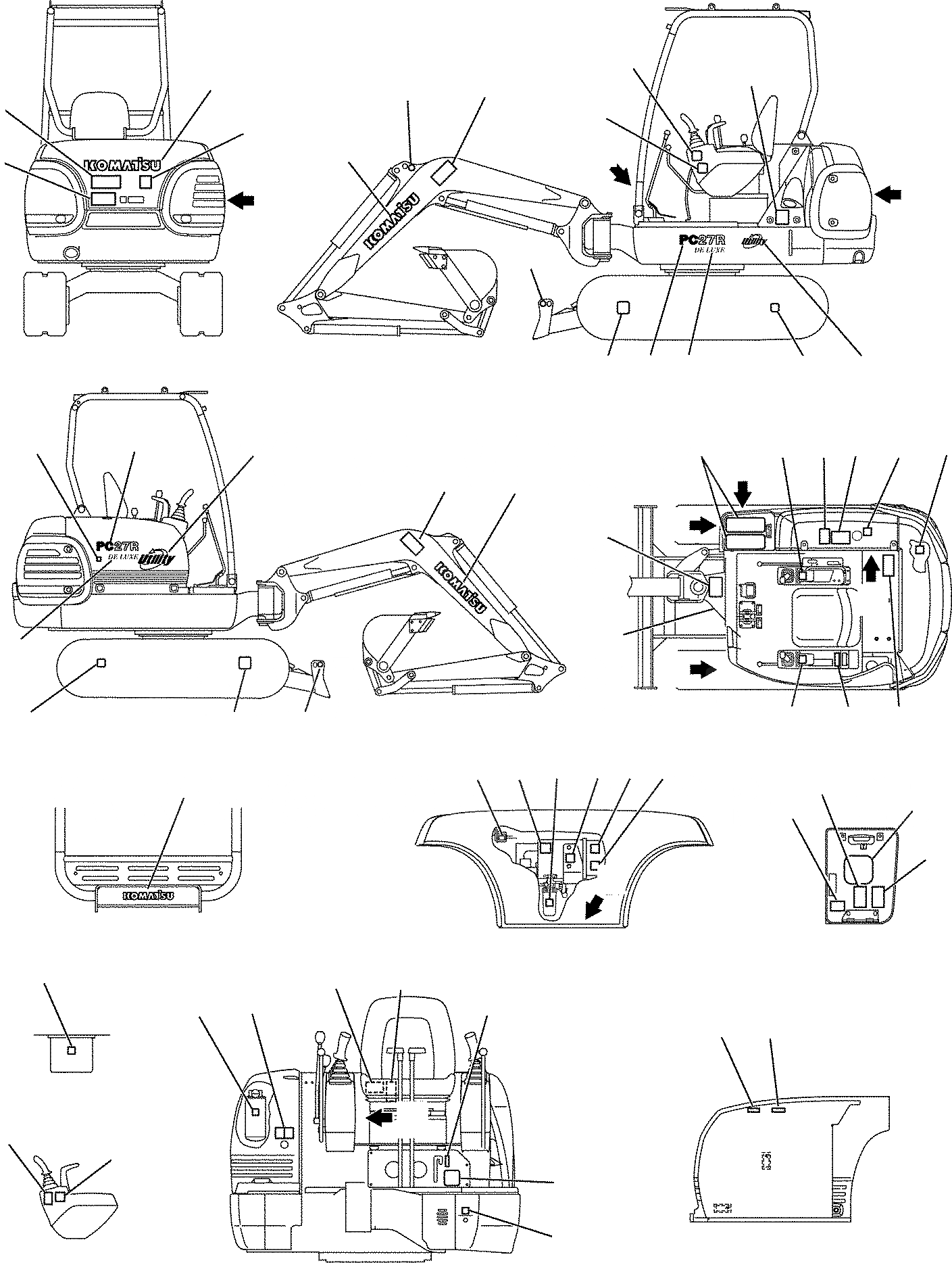Схема запчастей Komatsu PC27R-8 DELUXE - МАРКИРОВКА (НАВЕС) МАРКИРОВКА