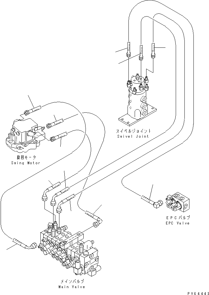 Схема запчастей Komatsu PC27MR-1 - ЛИНИЯ АКТУАТОРА (МОТОР ПОВОРОТА¤ ЦИЛИНДР ОТВАЛА ЛИНИЯ) ГИДРАВЛИКА