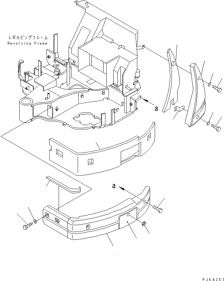Схема запчастей Komatsu PC27MR-1 - БОКОВ. КРЫШКА (ЛЕВ.) (ДЛЯ КАБИНЫ) ЧАСТИ КОРПУСА
