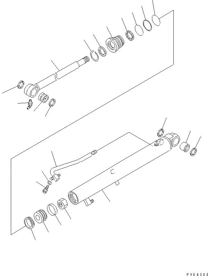 Схема запчастей Komatsu PC27MR-1 - ЦИЛИНДР КОВША (ВНУТР. ЧАСТИ) ОСНОВН. КОМПОНЕНТЫ И РЕМКОМПЛЕКТЫ
