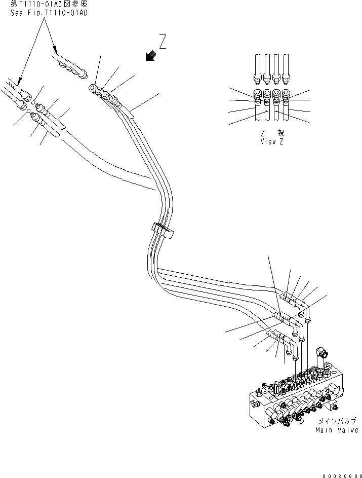 Схема запчастей Komatsu PC27MR-2 - ЛИНИЯ АКТУАТОРА (СТРЕЛА¤ РУКОЯТЬ И КОВШ) (КРОМЕ ЯПОН.) ГИДРАВЛИКА