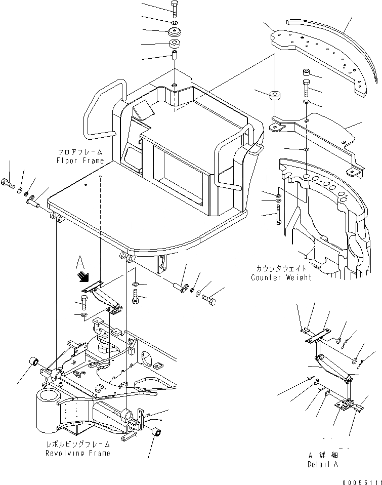 Схема запчастей Komatsu PC27MR-2 - КРЕПЛЕНИЕ ОСН. КОНСТРУКЦИИ (НАКЛОН. СИСТЕМА) (НАВЕС)(№79-) КАБИНА ОПЕРАТОРА И СИСТЕМА УПРАВЛЕНИЯ