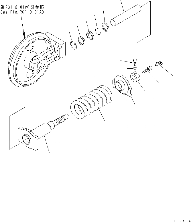 Схема запчастей Komatsu PC27MR-2-B - ОПОРНЫЙ ЭЛЕМЕНТ ЛЕНИВЦА ХОДОВАЯ