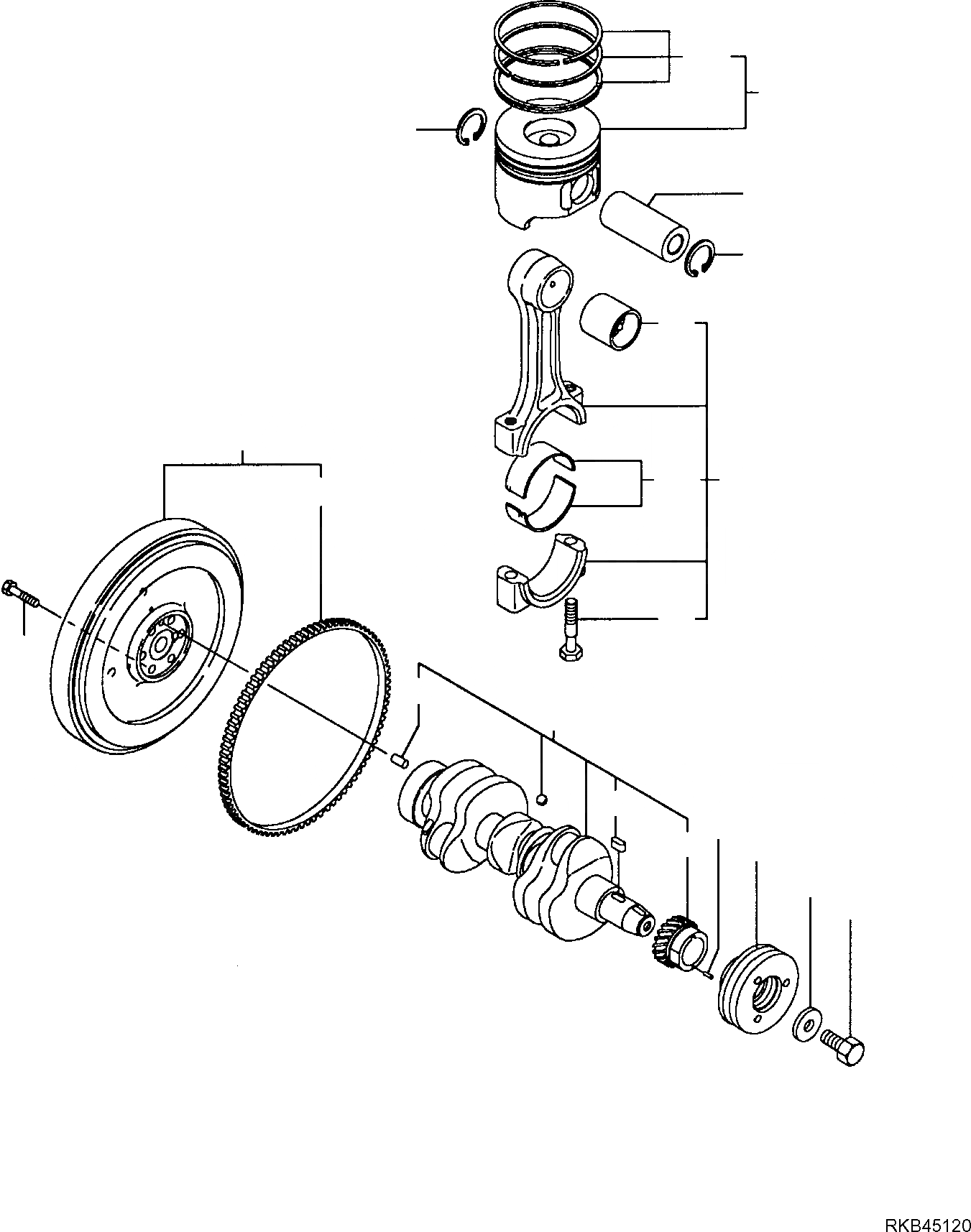 Схема запчастей Komatsu PC27MR-2 - КОЛЕНВАЛ И ПОРШЕНЬ ДВИГАТЕЛЬ