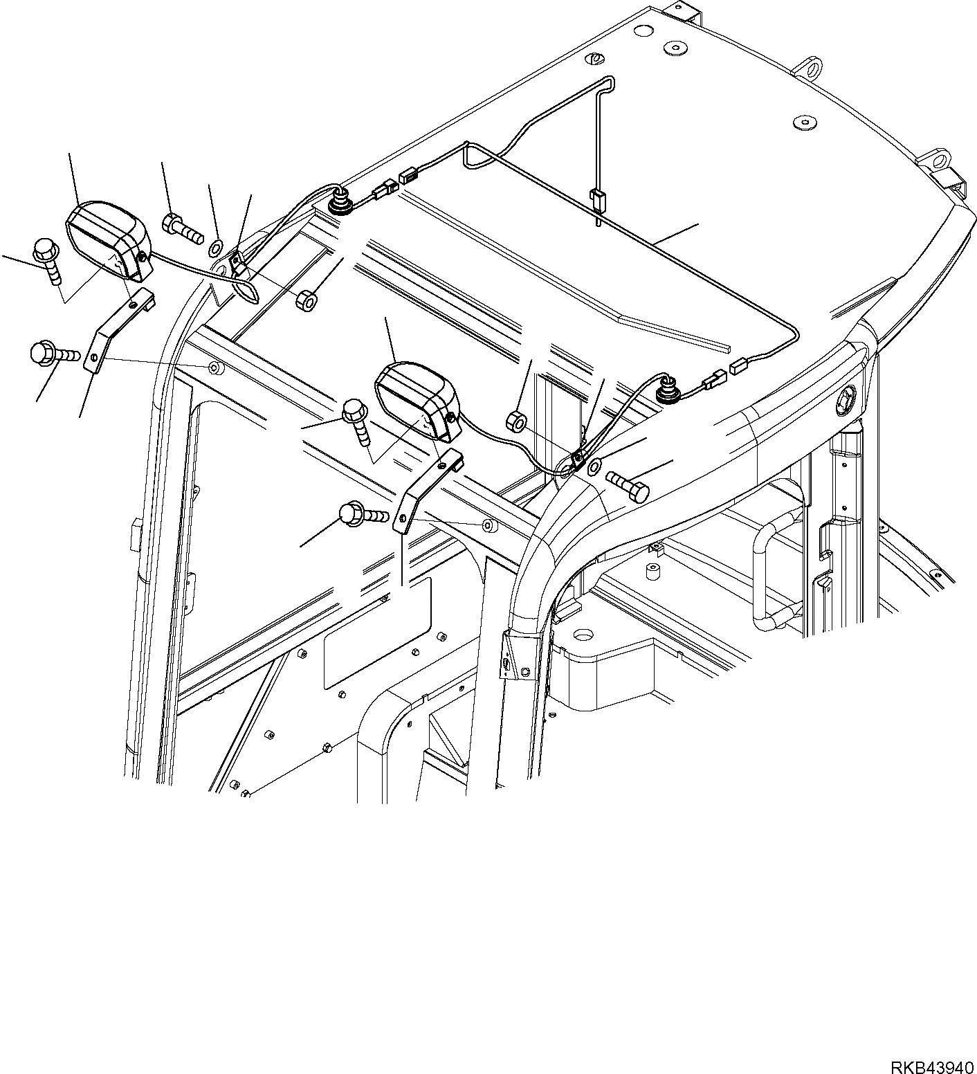 Схема запчастей Komatsu PC27MR-2 - ПЕРЕДН. ДОПОЛН. РАБОЧ. ОСВЕЩЕНИЕ (ДЛЯ КАБИНЫ) КОМПОНЕНТЫ ДВИГАТЕЛЯ И ЭЛЕКТРИКА