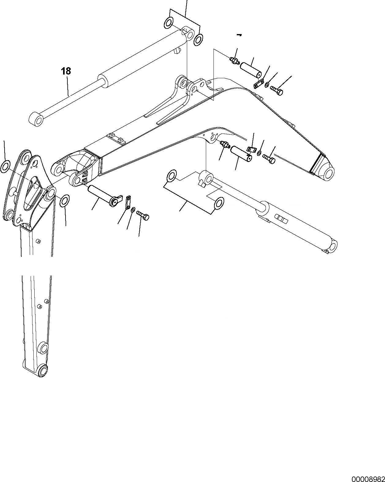 Схема запчастей Komatsu PC27MR-2 - СТРЕЛА (/) РАБОЧЕЕ ОБОРУДОВАНИЕ