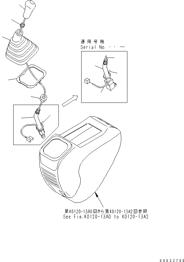 Схема запчастей Komatsu PC27MRX-1 - КОВШ РЫЧАГ УПРАВЛ-Я КАБИНА ОПЕРАТОРА И СИСТЕМА УПРАВЛЕНИЯ