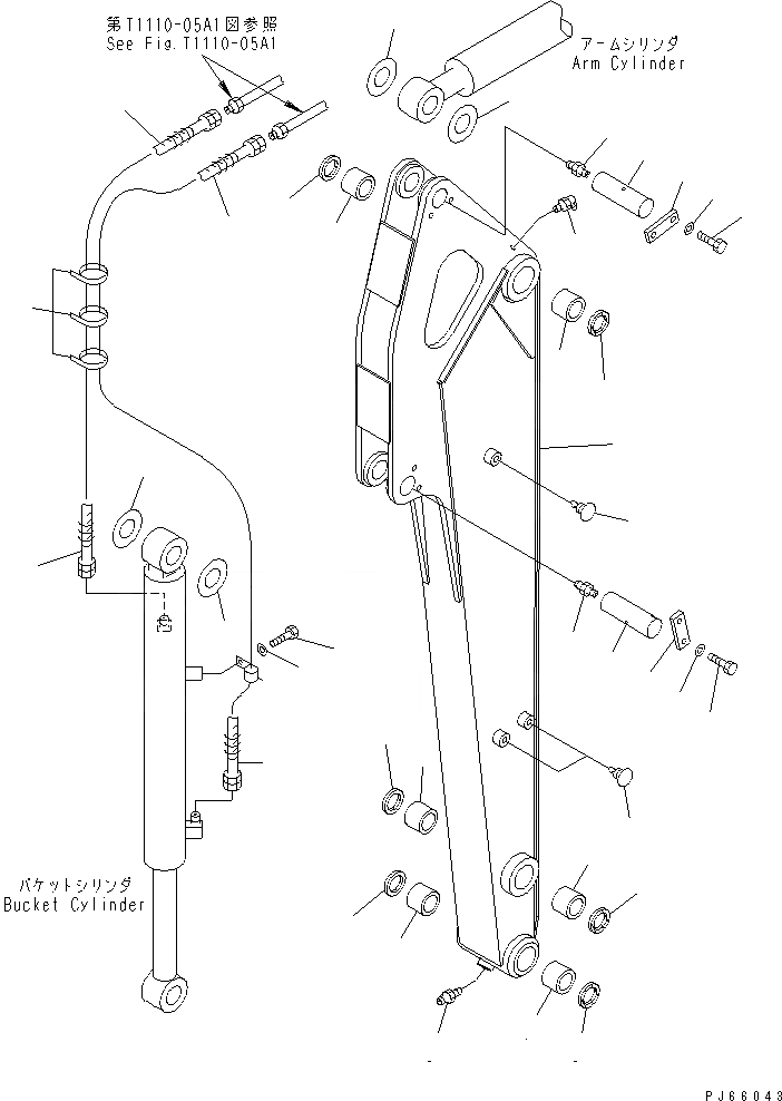 Схема запчастей Komatsu PC27MRX-1 - РУКОЯТЬ (MM УДЛИНН. РУКОЯТЬ) (ДЛЯ СЕВ. АМЕРИКИ) РАБОЧЕЕ ОБОРУДОВАНИЕ