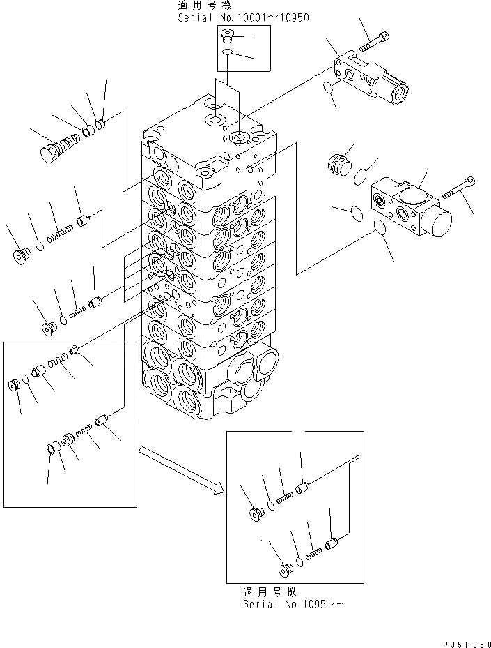 Схема запчастей Komatsu PC27MRX-1 - ОСНОВН. КЛАПАН (8-КЛАПАН) (/) ОСНОВН. КОМПОНЕНТЫ И РЕМКОМПЛЕКТЫ