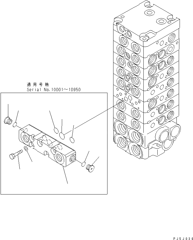 Схема запчастей Komatsu PC27MRX-1 - ОСНОВН. КЛАПАН (8-КЛАПАН) (/) ОСНОВН. КОМПОНЕНТЫ И РЕМКОМПЛЕКТЫ