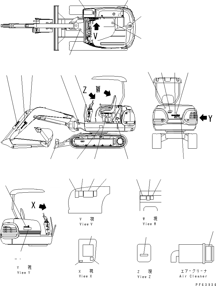 Схема запчастей Komatsu PC27R-8 - МАРКИРОВКА (НАВЕС СПЕЦ-Я.) (АНГЛ.) МАРКИРОВКА