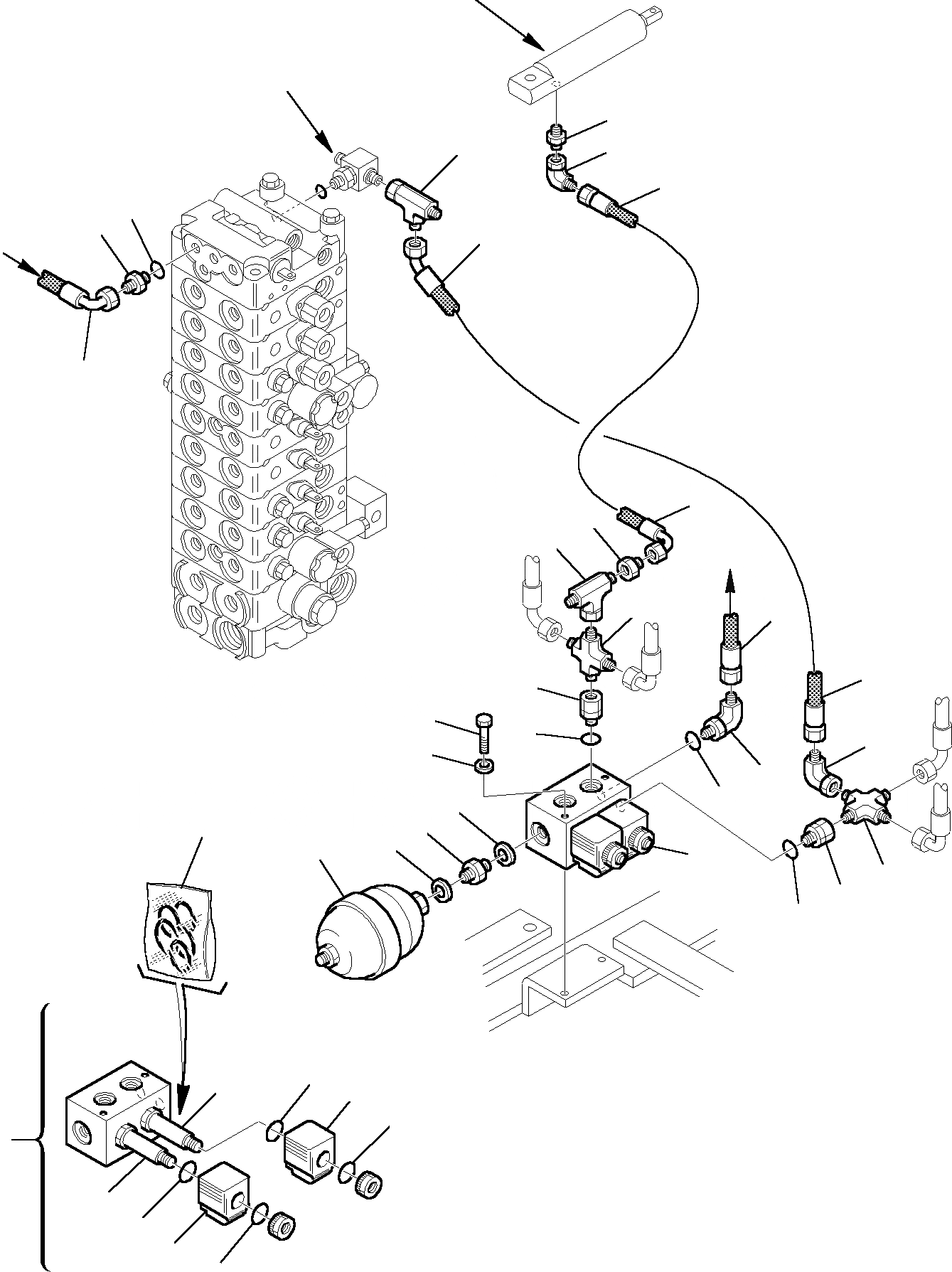 Схема запчастей Komatsu PC27R-8 - ГИДРОЛИНИЯ (СЕРВОУПРАВЛ. ЛИНИЯ) УПРАВЛ-Е РАБОЧИМ ОБОРУДОВАНИЕМ