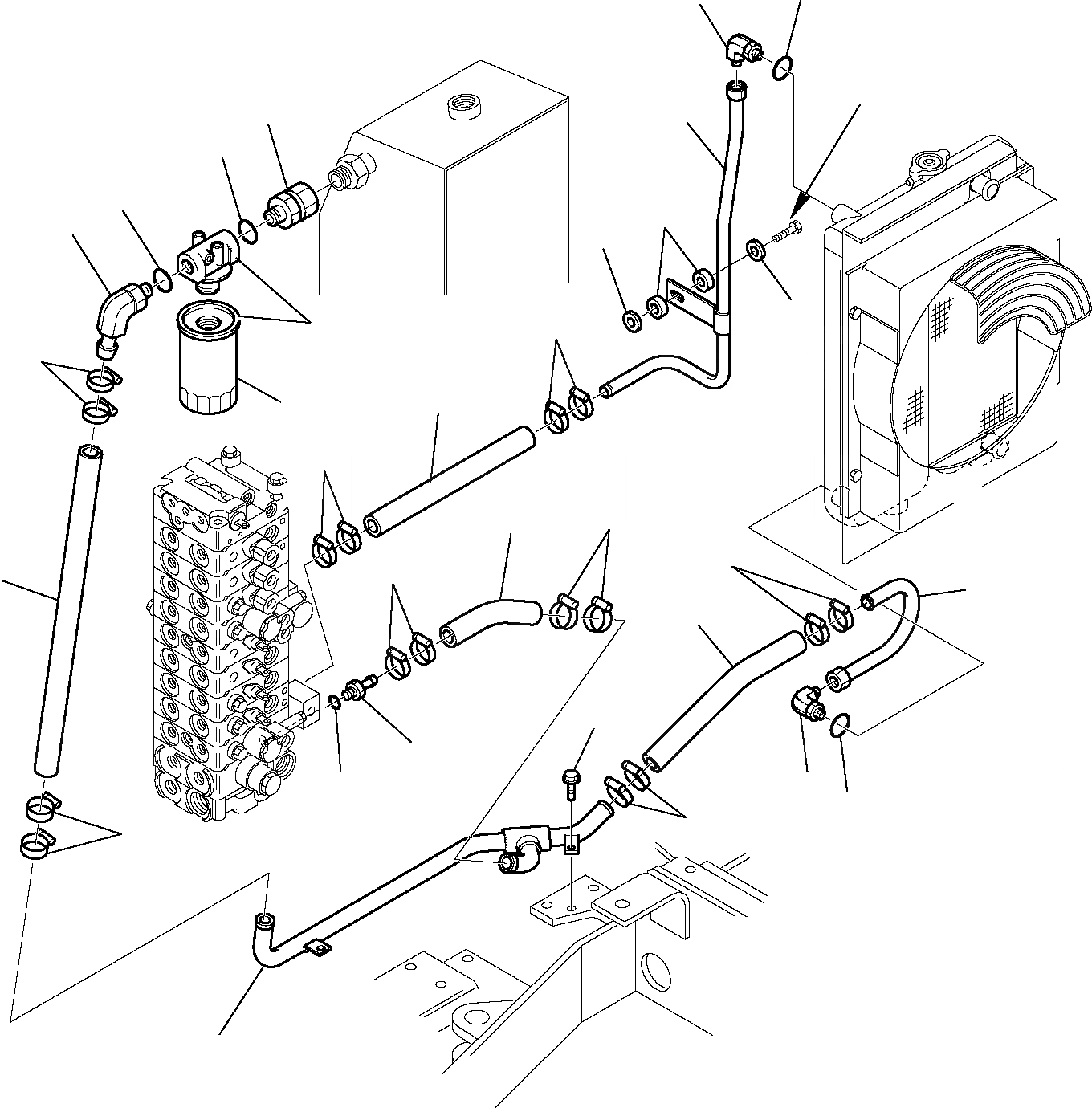 Схема запчастей Komatsu PC27R-8 - ГИДРОЛИНИЯ (МАСЛООХЛАДИТЕЛЬ И ВОЗВРАТ. ЛИНИЯ) УПРАВЛ-Е РАБОЧИМ ОБОРУДОВАНИЕМ