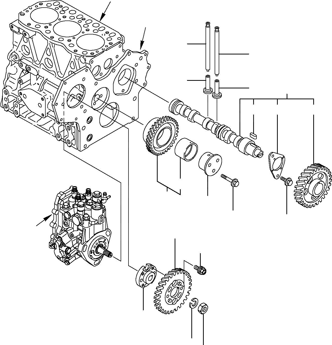 Схема запчастей Komatsu PC27R-8 - РАСПРЕДВАЛ И ВЕДУЩИЙ МЕХАНИЗМ ДВИГАТЕЛЬ
